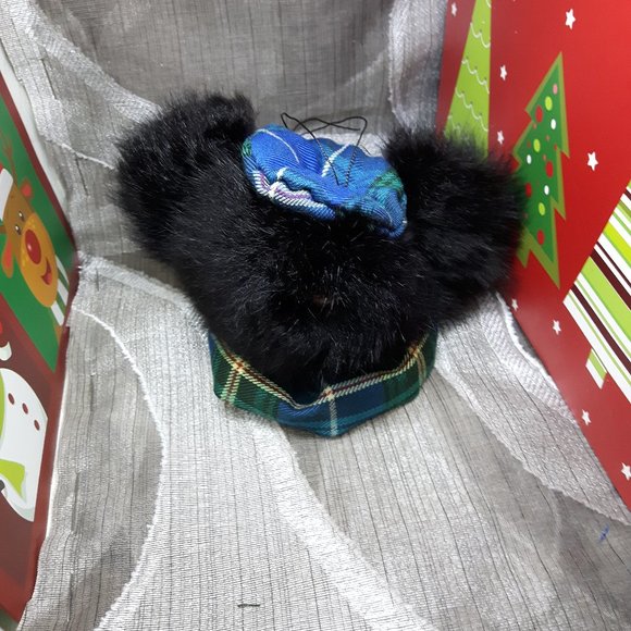 Tartan Teddy Bear Christmas Ornament - Genuine Fur - New Zealand Possum - Picture 2 of 8